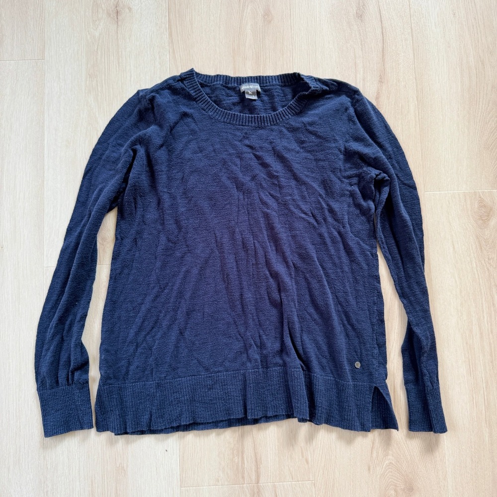 Eddie Bauer Womens Cotton Knit Crew Neck Long Sleeve Pullover Top Sweater L